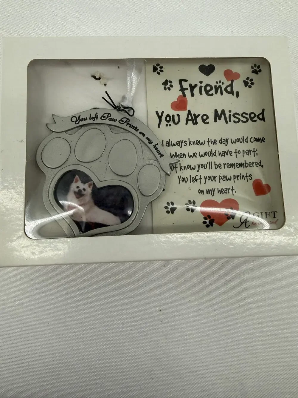 Pet Memorial Picture Frame Ornament Paw Print Rainbow Bridge Dog Cat Loss Gift